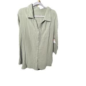 NWT Boho Me Women’s Size Large Green Tunic Top 100% Cotton